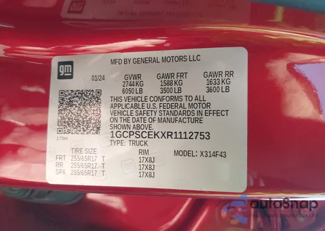 2024 Chevrolet Colorado Lt from USA, damaged, VIN 1GCPSCEKXR1112753